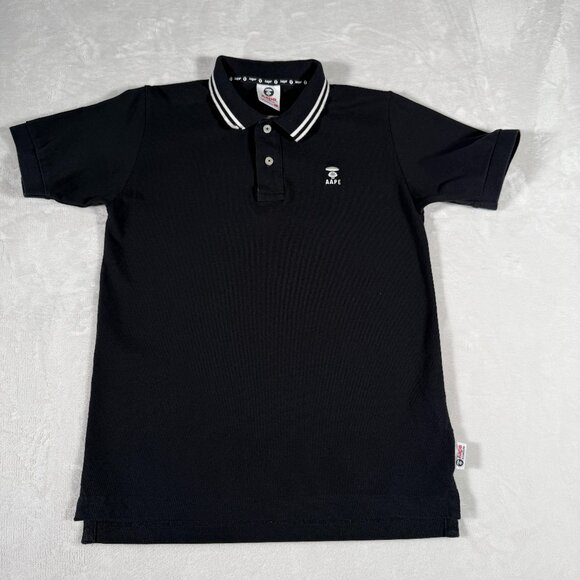 A BATHING APE Other - AAPE BY A BATHING APE Polo Shirt Men Size S Black Short Sleeve 100% Cotton Logo